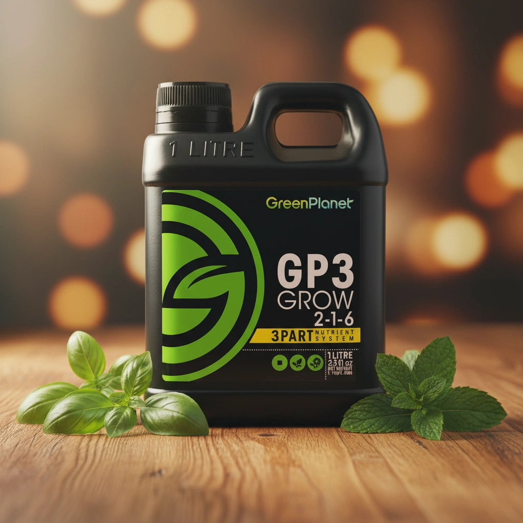 Green Planet GP3 Grow | 3-Part Hydroponic Base Nutrient | 1L, 5L, 20L