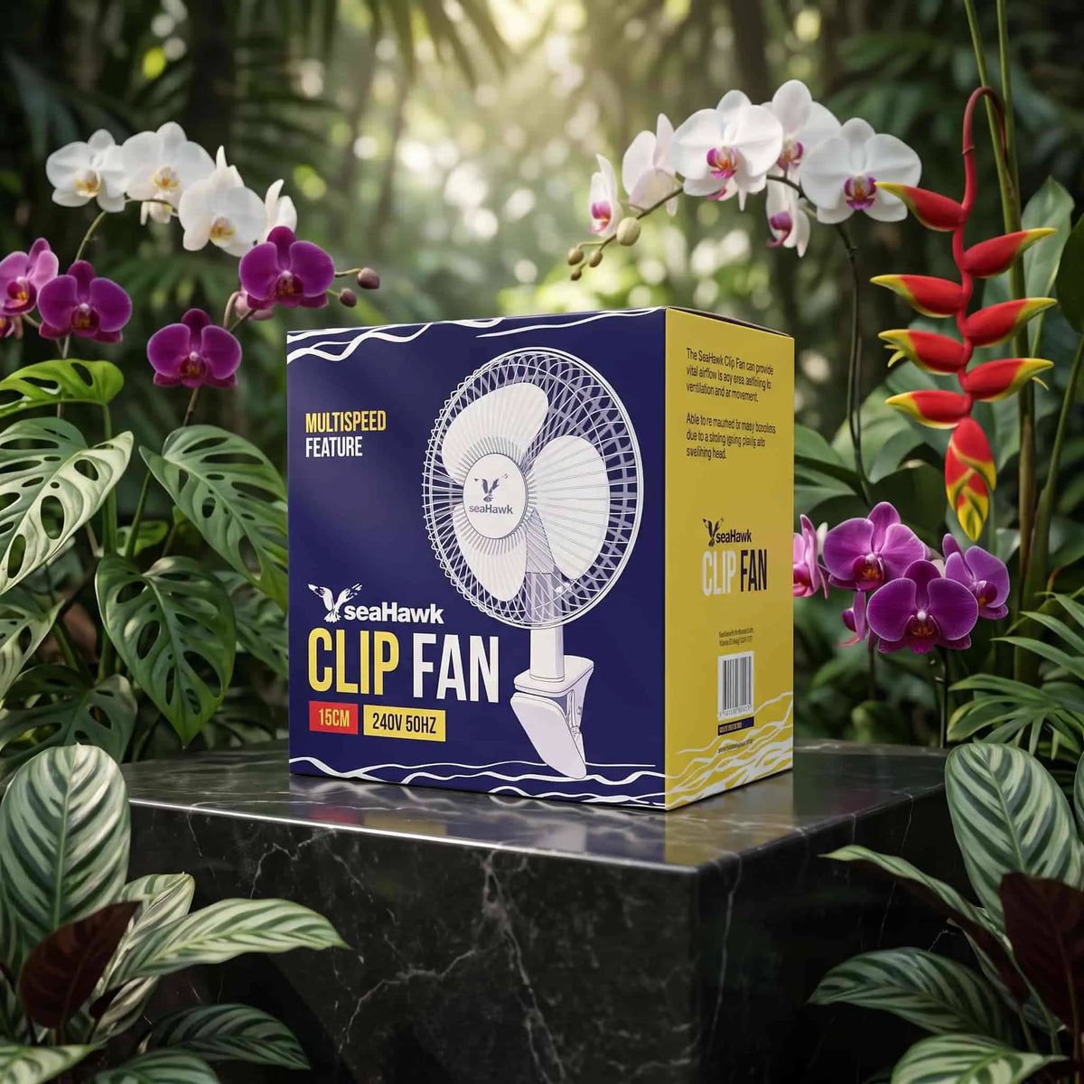 Sea Hawk Clip Fan | 6 Inch 150mm, 2 Speed, 20W | Grow Room Air Circulation