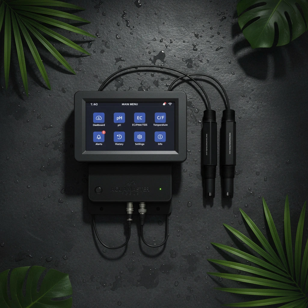 Aquamaster C800 Pro pH & EC Controller – Inline Model | pH, EC, PPM, TDS & Temp