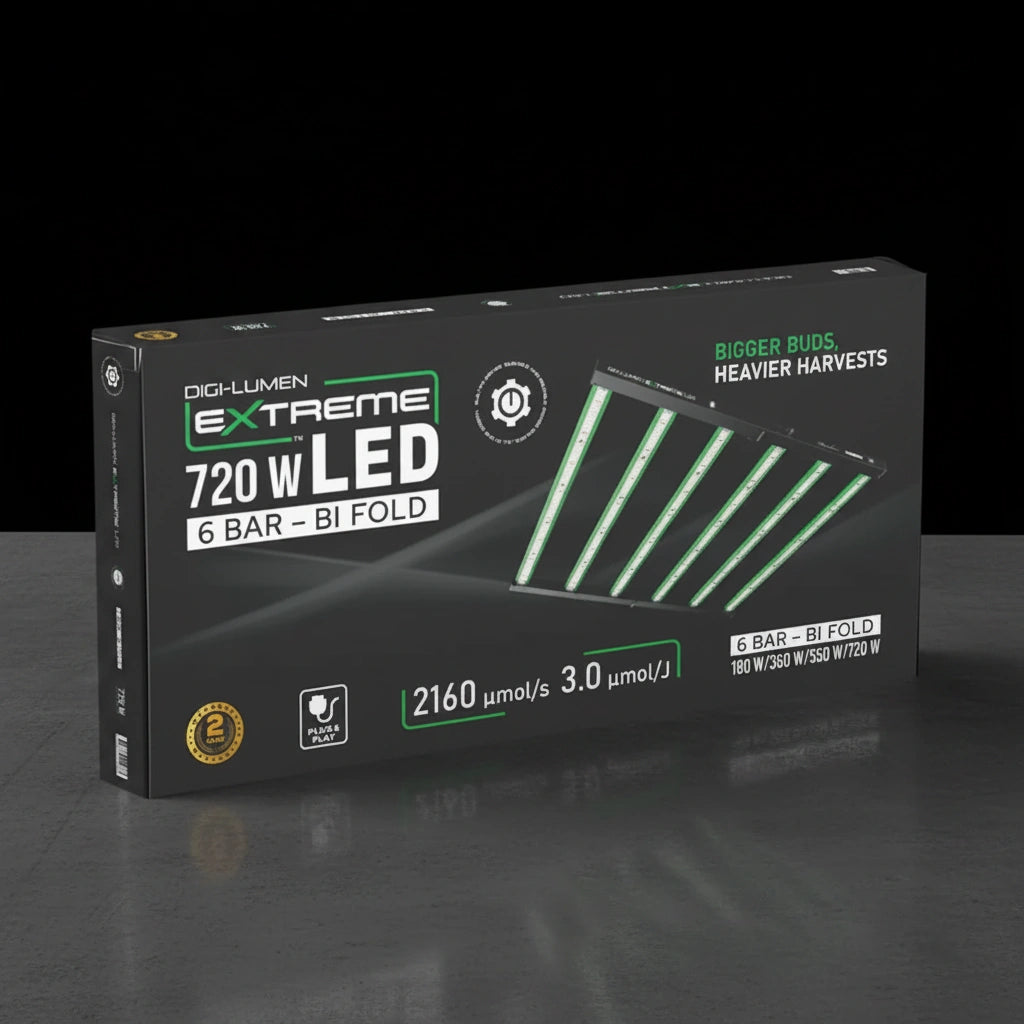 Digi-Lumen Extreme 720W LED Grow Light | 1944 μmol/s | 3.0 μmol/J | 6-Bar | 1.5×1.5m Coverage