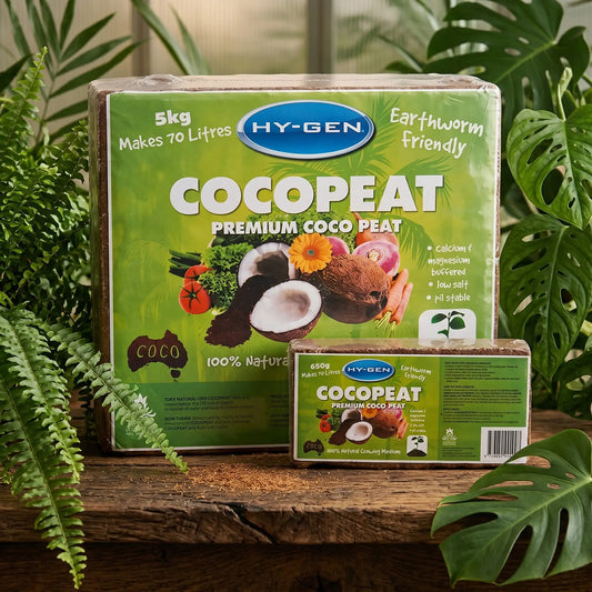 Hy-Gen Coco Brick | 5kg Compressed, Makes 70L | 100% Natural Coco Peat