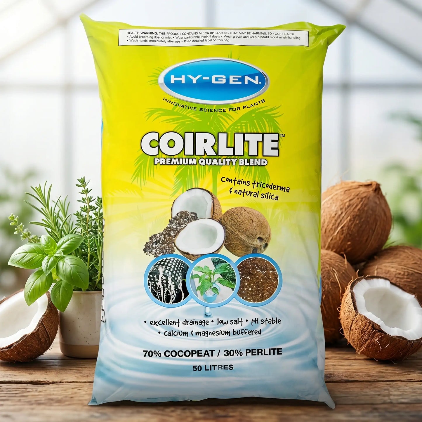 HY-GEN Coirlite 70/30 Coco Perlite | 50 Litre | Superior Drainage Growing Medium
