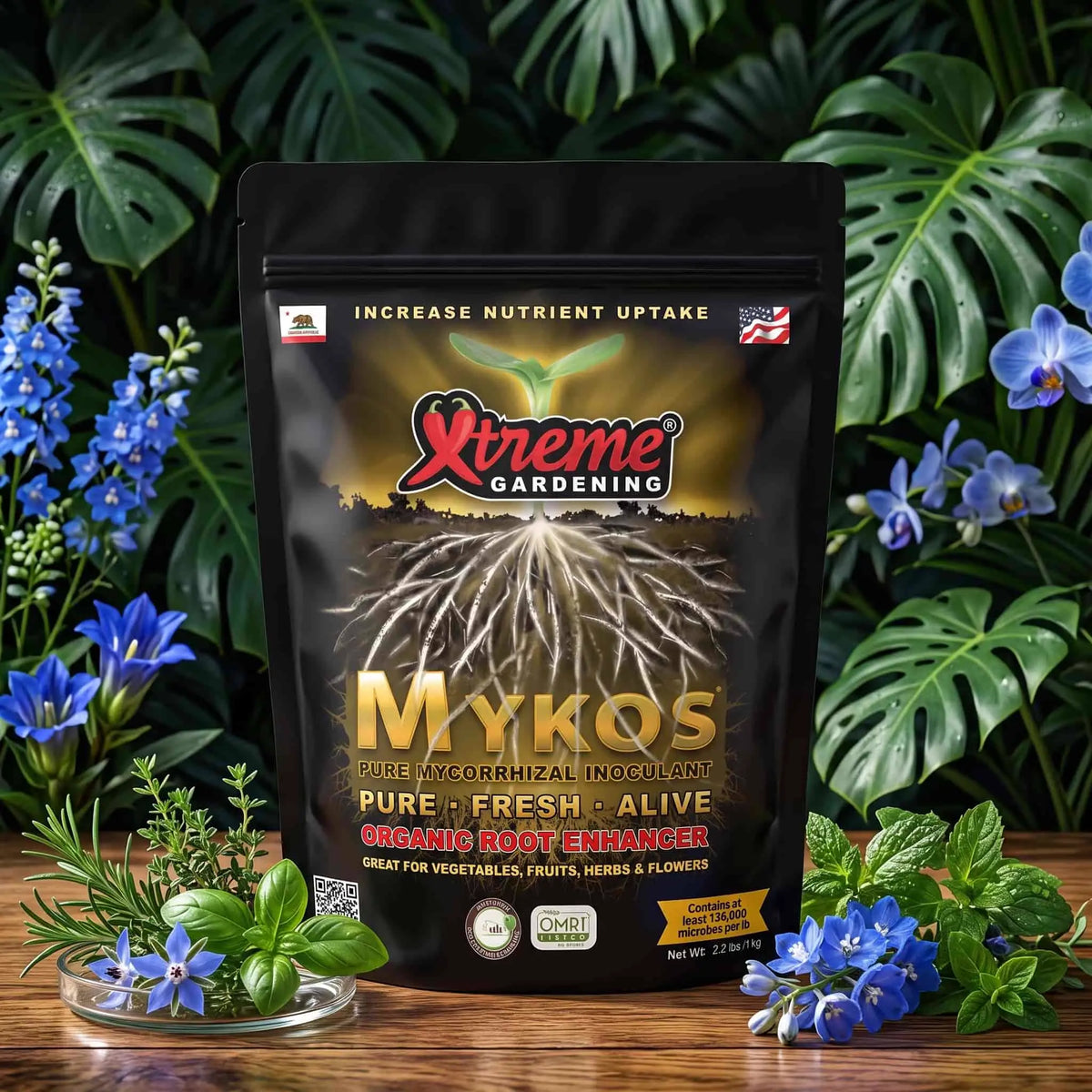 Xtreme Gardening Mykos | 100g to 22.7kg | Pure Mycorrhizal Inoculant for Bigger Roots