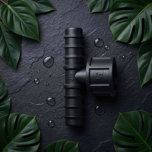 Barbed Tee Fitting | 25mm x 1/2" BSP Female Threaded Branch | Irrigation Connector