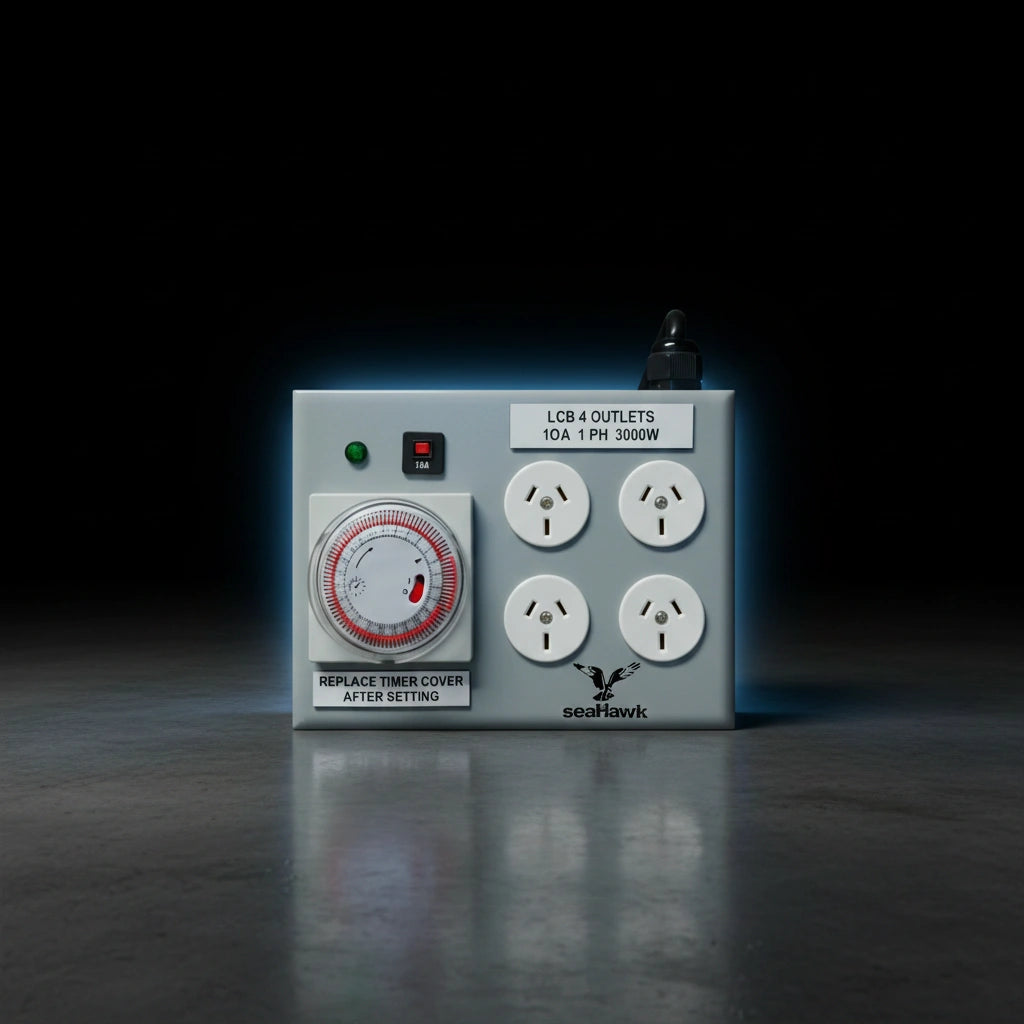 Heavy Duty 4-Outlet Light Timer Lead 3000W 15A + Timer Reset Box | AU