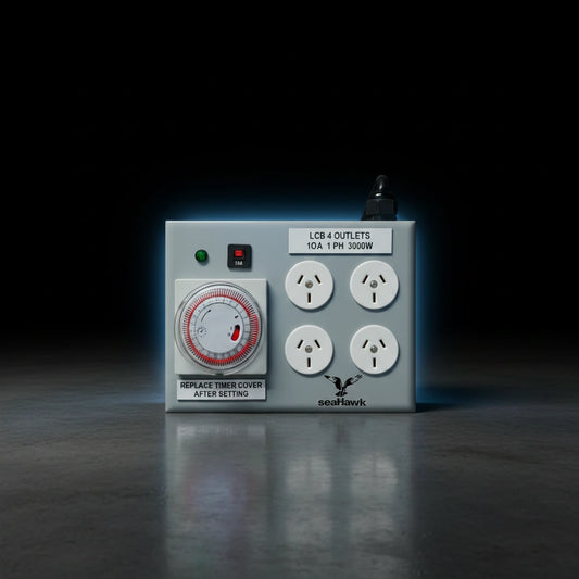 Heavy Duty 4-Outlet Light Timer Lead 3000W 15A + Timer Reset Box | AU