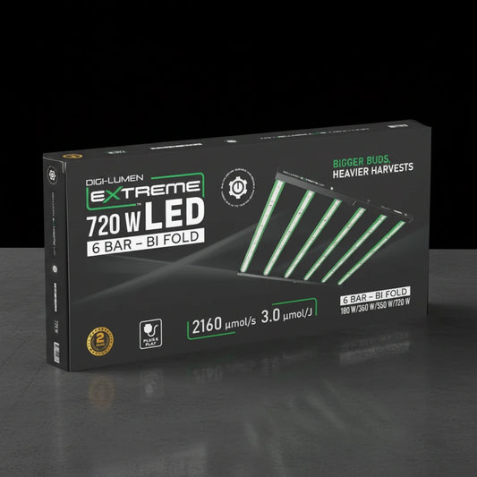 Digi-Lumen Extreme 720W LED Grow Light | 1944 μmol/s | 3.0 μmol/J | 6-Bar | 1.5×1.5m Coverage