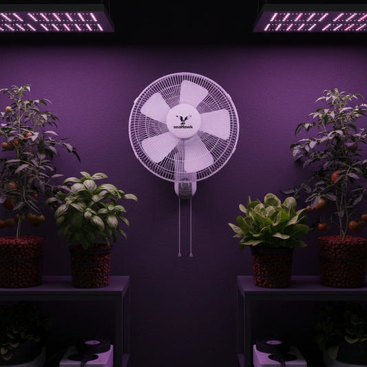 Sea-Hawk 16" Oscillating Wall Mount Fan | 400mm 50W | Grow Room Air Circulation